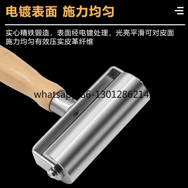 가죽 엣지 프레스 롤러 나무 손잡이 솔리드 핸드 푸시 롤러 엣지 프레스 가죽 평탄화 수제 DIY 가죽