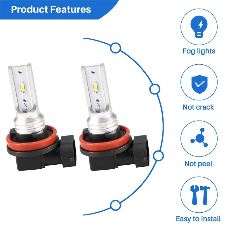 A21K-Led 안개등 전구, H16 Led 안개등 고출력 Csp-Y11, 쿨 화이트 6500K(2개 팩)