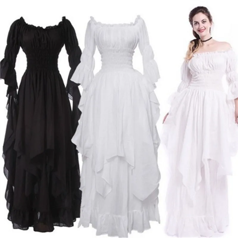 

Vintage Medieval Costume Woman Retro Renaissance Lace Irregular Maxi Dress Corset Waist Long Dress Halloween Cosplay Dress 5XL