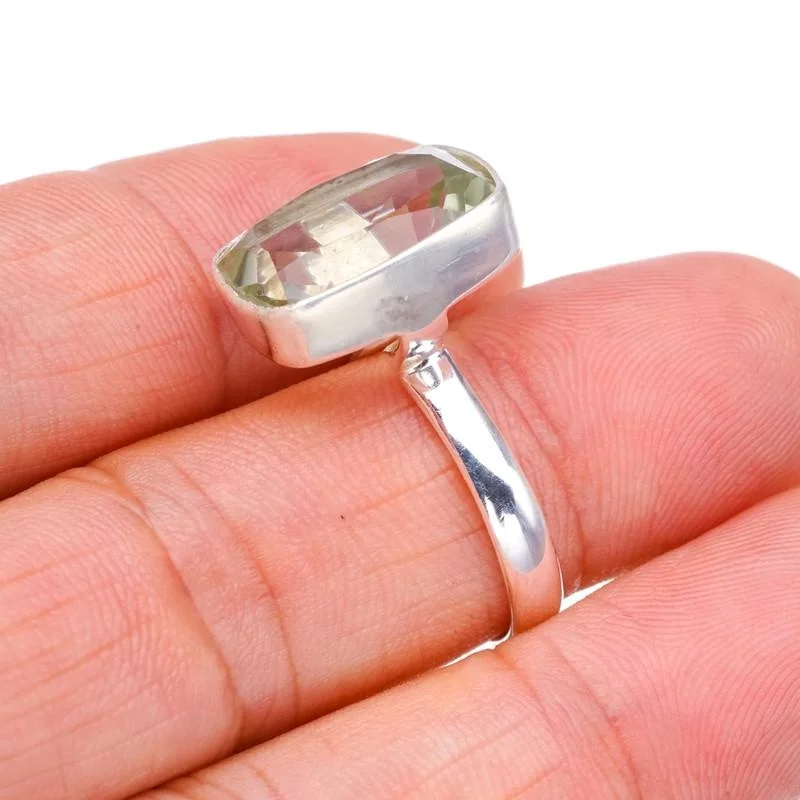 

StarGems® Natural Green Amethyst Handmade 925 Sterling Silver Ring 6.75 F2454