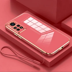 Luxury Plating Lanyard Silicone Phone Case - Soft and Stylish Cover for RedmiNote11ProPlus5g (ZBSS Camellia Red)