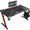 Game desk, carbon fiber surface computer desk, home office desk, with cup holder and headphone hook 1