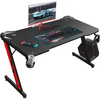 Game desk, carbon fiber surface computer desk, home office desk, with cup holder and headphone hook 1