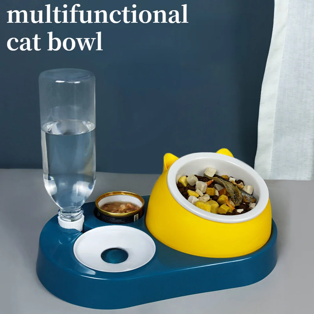 

3 In 1 Cat Bowl Ceramic Food Bowl Cat Canning Base Automatic Drinking Water Cat Food Bowl Rice Bowl Kitten Drinking Water Bowl