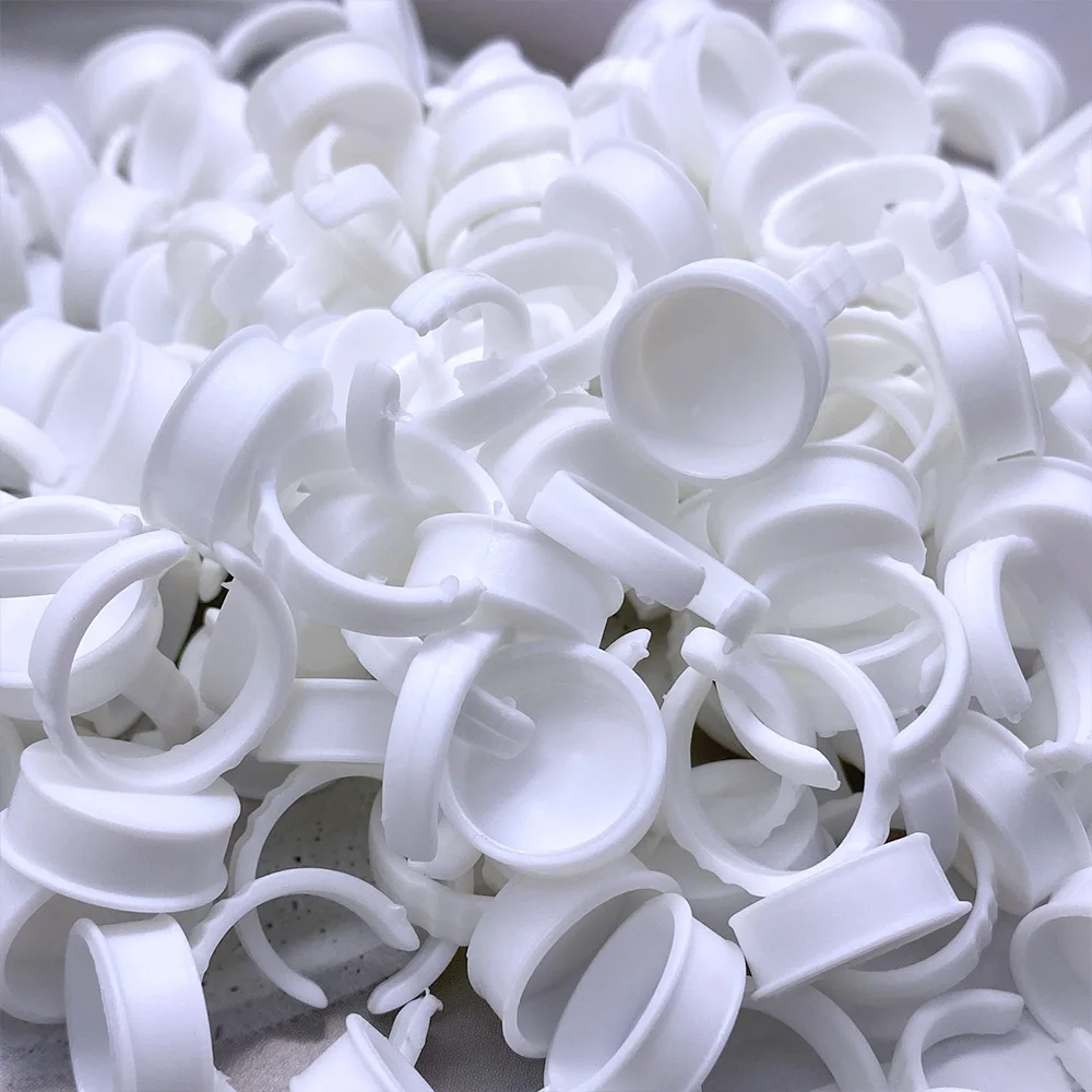100Pcs Disposable Eyelash Glue Fan Cup Rings L Tattoo Pigment Holder Container Eyelash Extension Supplies Makeup Tools Wholesale