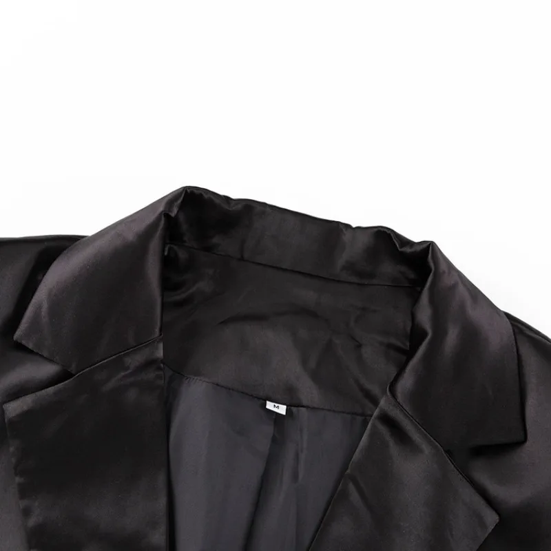 Lace Up Blazer Dress For Women Feather Splice Black Long Sleeve Fashion Dresses Femme Party Temperament Vestido Ladies