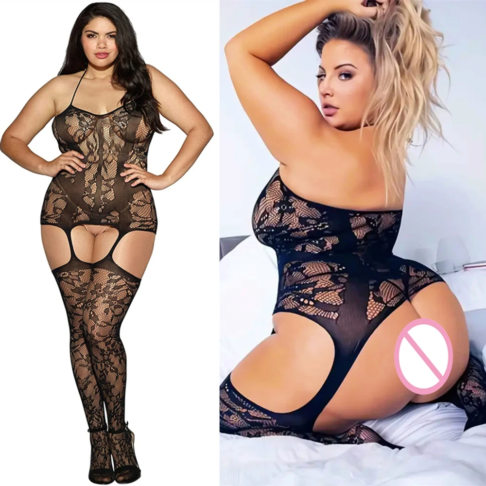 Fishnet Bodysuit Hollow Out Crotchless Lingerie See Through Women Body Stockings Mesh Erotic Tight Teddies Catsuit 18+ Pantyhose