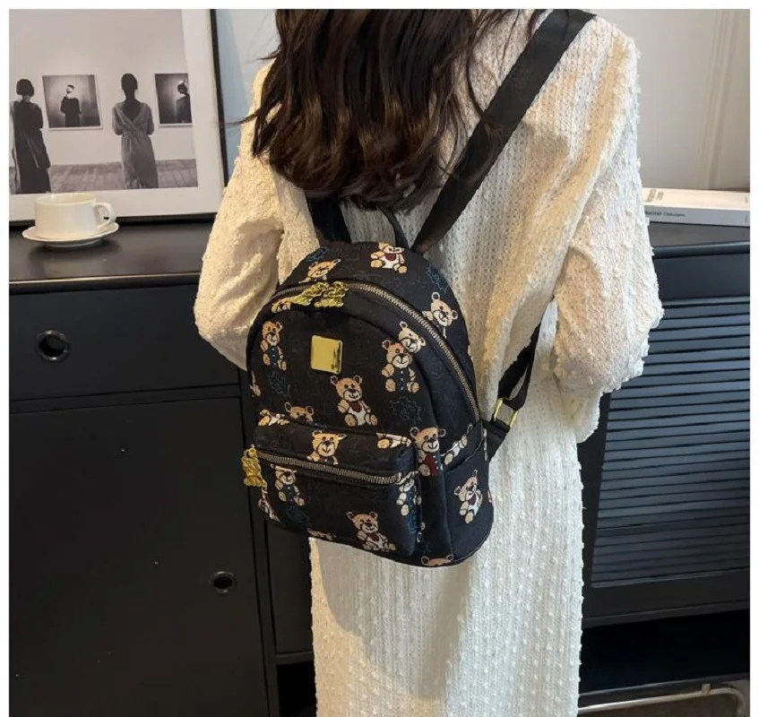 Fashion Cartoon Printing Design Canvas Backpack Women High Capacity Travel Shoulder Bags School Bag For Teenage Girls Backpacks