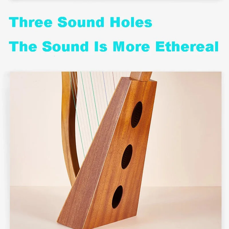 Harp 19 String Lyre Harp Instrument Full Veneer Solid Wood Mahogany 19 String Musical Instrument