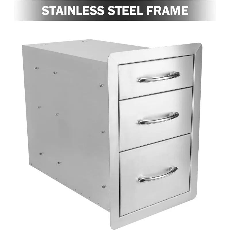 Stanbroil Outdoor Kitchen Drawers Stainless Steel-15W x 21.5H x 23D Inch, Triple Access Drawer Flush Mount for Outdoor Kitchen