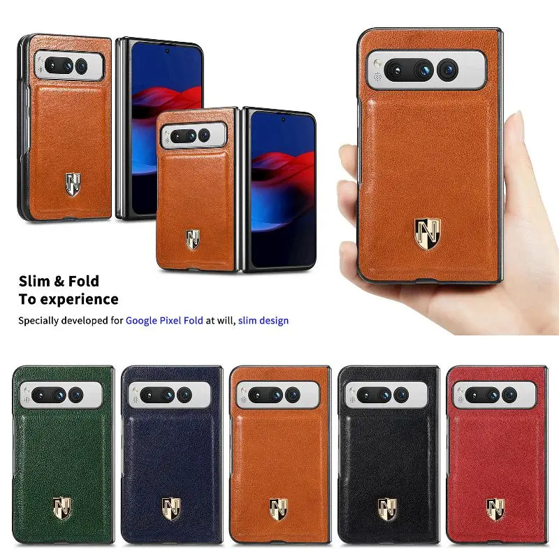 

For Google Pixel Fold luxury Genuine Leather Anti-Drop Flip Case For goole pixel fold Silicone Shockproof Protection Phone Case