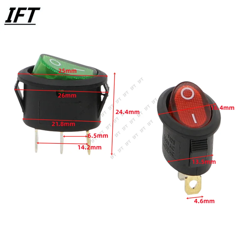 10Pcs KCD1 Oval Rocker Schalter 3/2Pin 10A Netzschalter 6A 250V 10A 125V ON-OFF-ON ON-OFF Boot Form Schalter Rot Elliptischen – Detail 4