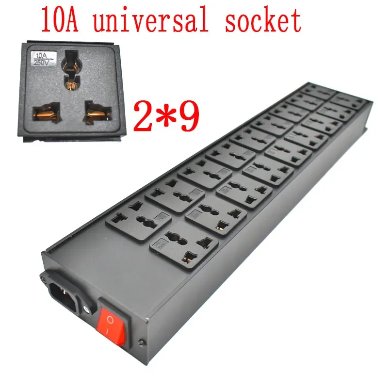 

C14 port Aluminum Box PDU Power strip Electrical Universal/US/C13/16AUniversal 18AC output SOCKET