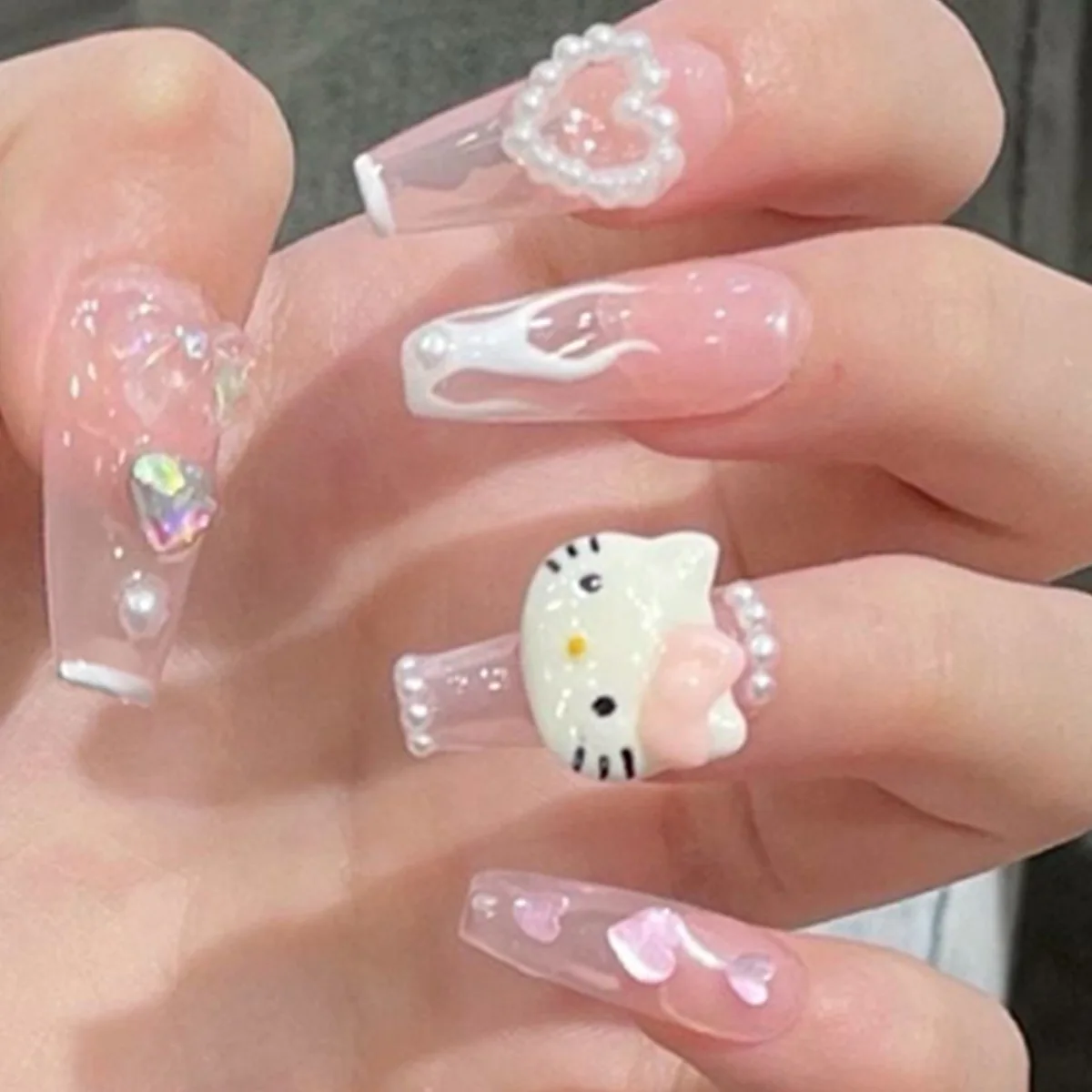 2023 Kawaii Short Wearable Fake Nail Patch Melody Cinnamoroll Kt Cat Girls  Fashion Anime Nails Stickers Sweet Ladies Full Cover - AliExpress