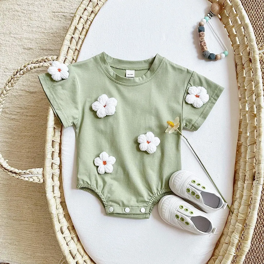 Ins Newborn Baby Girls Summer Rompers Boys Short Sleeved Triangle Jumpsuit Cute Clouds Toddler Bodysuit 0-18 Months 6