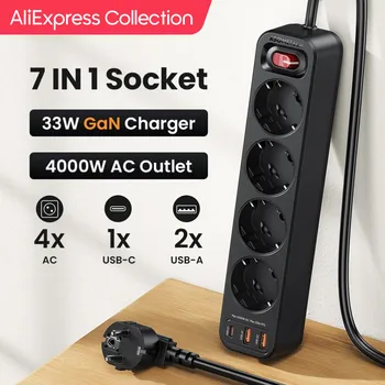 AliExpress 컬렉션 ASOMETECH 멀티탭 멀티 콘센트, 1.5M 익스텐션 코드 네트워크 필터, 3 USB PD 33W PPS 고속, 4000W