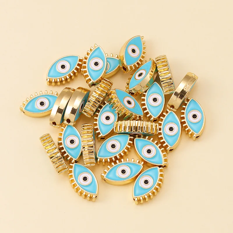 6pcs türkische böse Blick Perlen Boho Emaille Spacer Perlen Charme für Schmuck herstellung liefert DIY Designer Armband Anhänger Zubehör – Detail 3