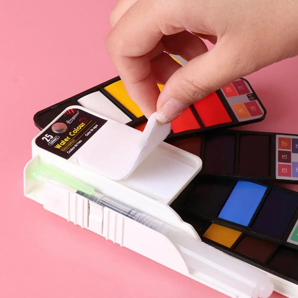Solid Watercolor Set 25/33 Colors Watercolor Paint with Palette Set Rich Color Lightweight Portable Travel Use Paint Kit