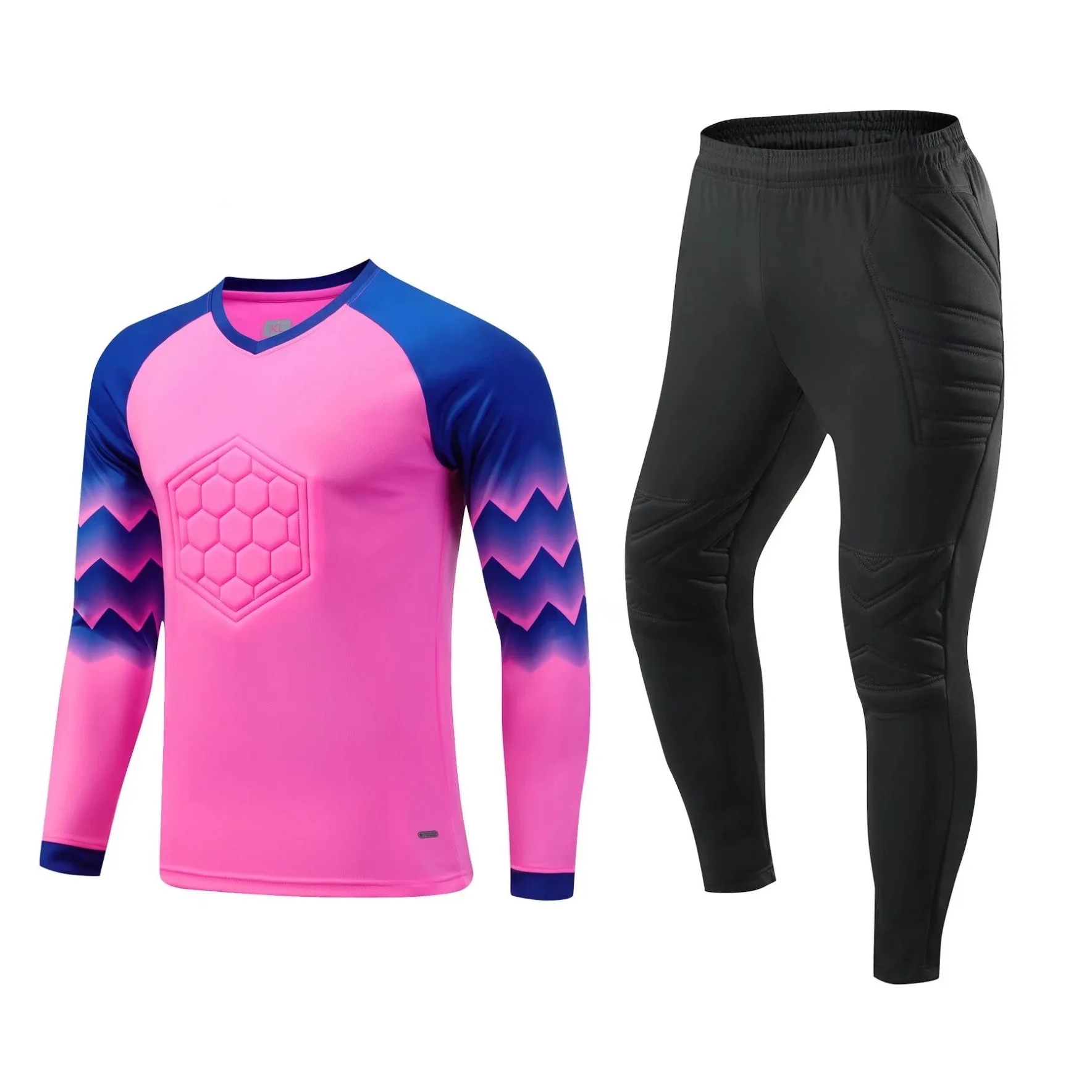 Football Goalkeeper Soccer Outfit t-Shirt Pants Set Uniform Training Clothing Sponge Anti-Collision Equipment Sportswear Elastic