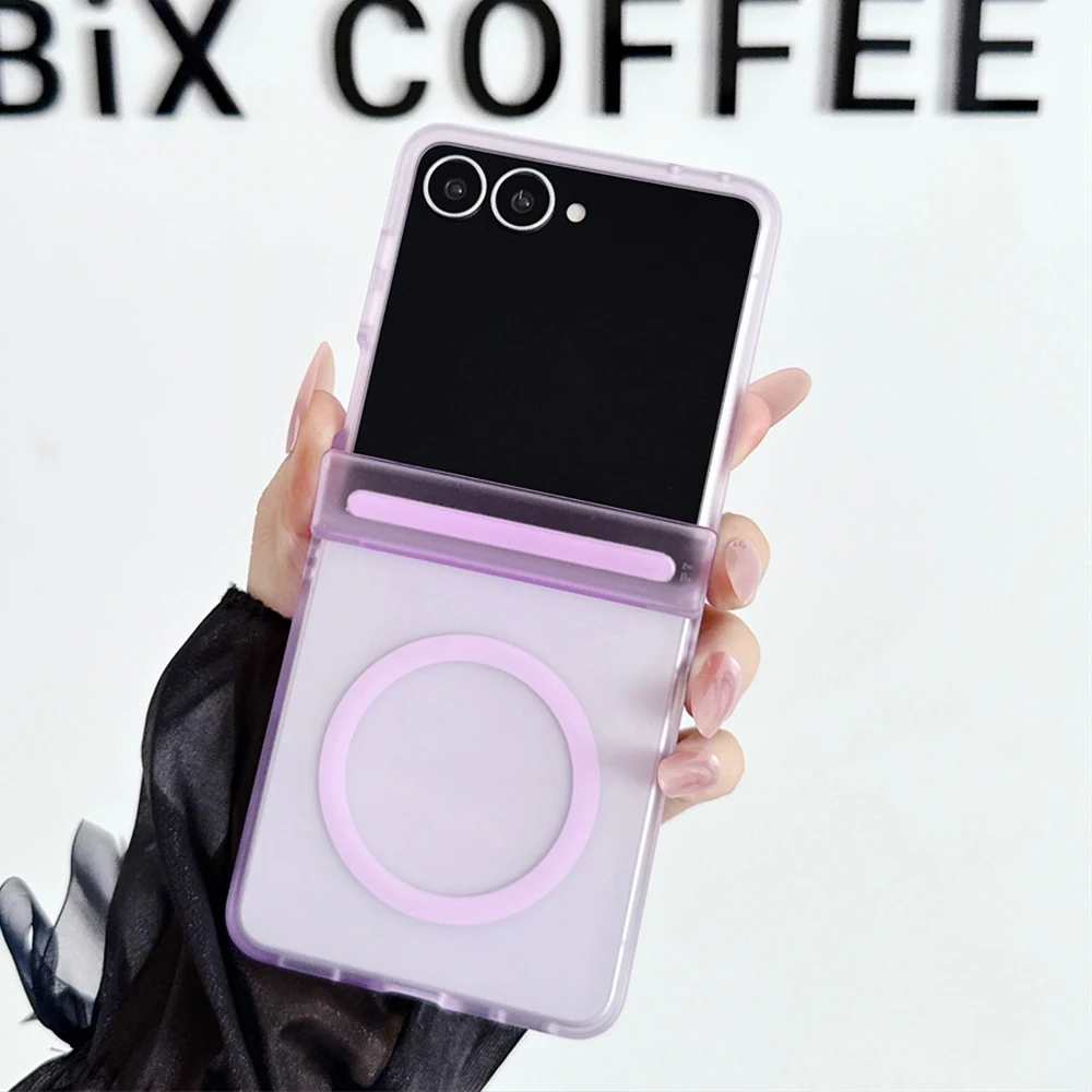 Ultra Thin Clear Frosted Magnetic Phone Case with Hinged Protection and Magsafe Compatibility
