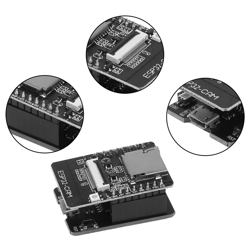 와이파이 블루투스 보드 ESP32-CAM-MB 마이크로 USB 직렬 포트 CH340G, OV2640 카메라 모듈 모드, 2.4G 안테나 포함
