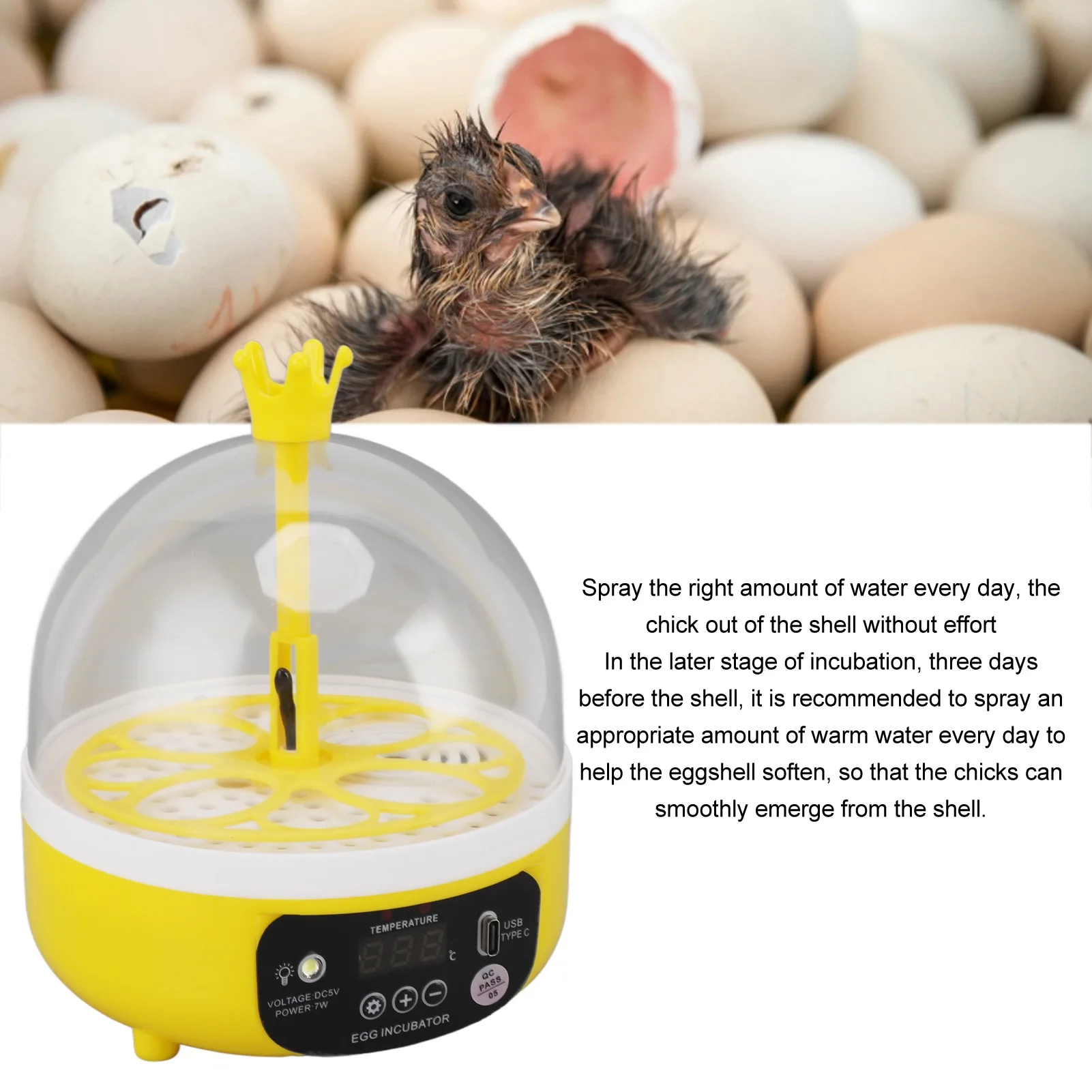 Egg Incubator Automatic Temperature Humidity Control Noiseless Poultry Hatching Machine with Insulation Foam for School egg incubator