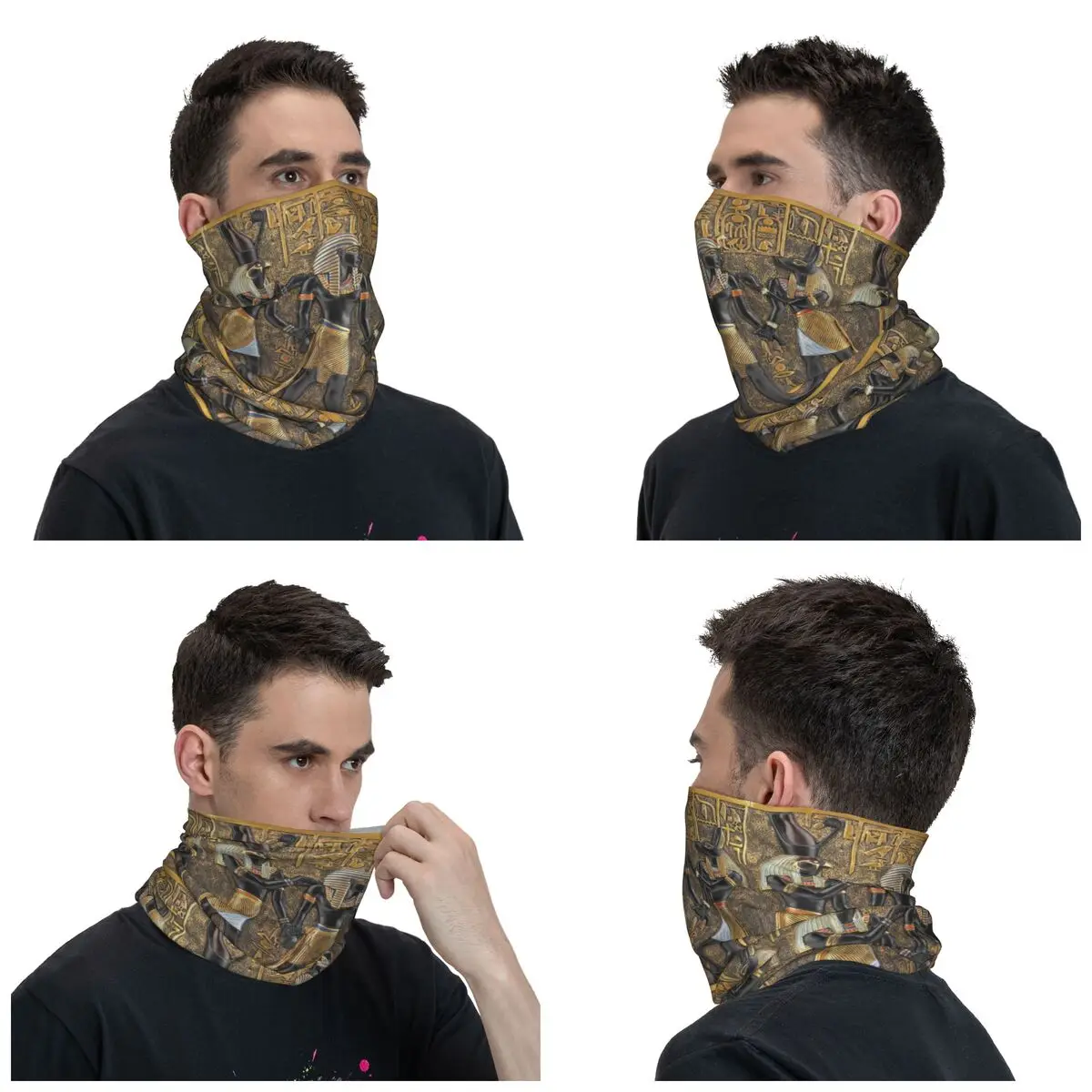 Ancient Egypt God Horus And Anubis Winter Headband Neck Warmer Ski Camping Tube Scarf Egyptian Pharaoh Face Bandana 
