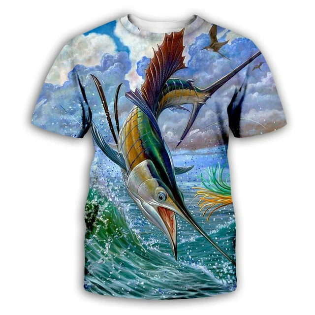 Fashion Men's Sea Fishing T-Shirt Oversized Breathable Casual