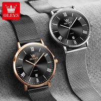 OLEVS 5623 Men Watch Fashion Ultra Thin Mesh Steel Strap Luxury Brand Quartz Watch Automatic Date Waterproof Luminous Men Watch 2