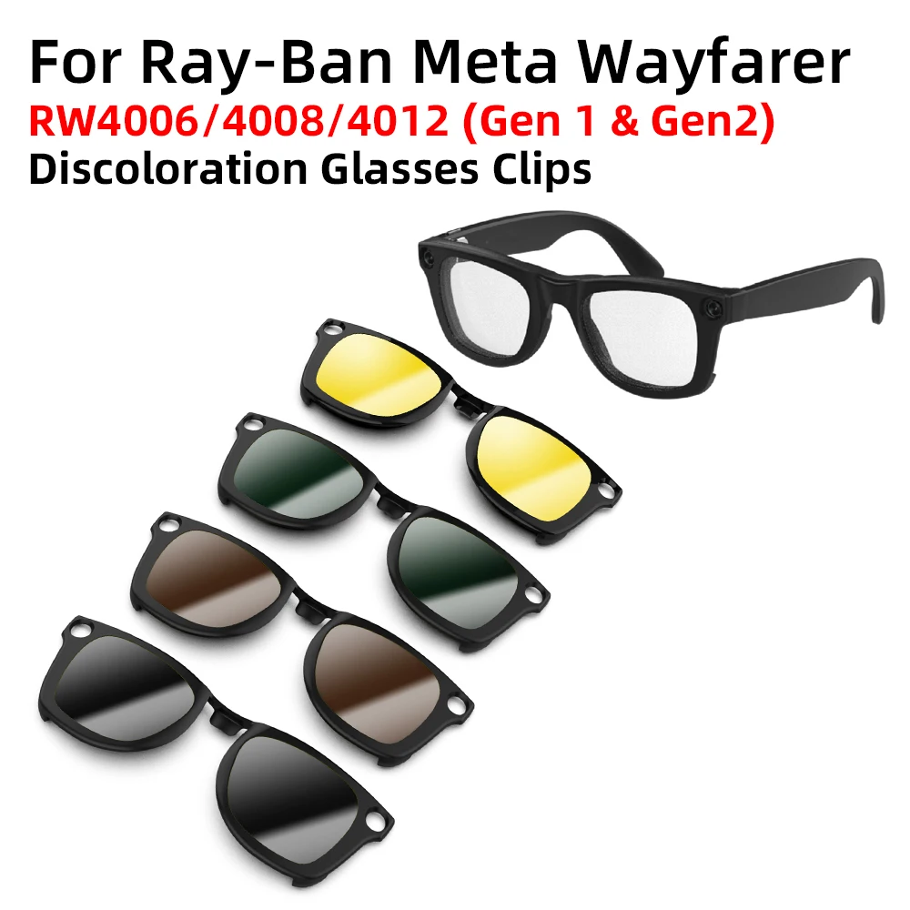 Hibloks für Ray-Ban Meta Wayfarer & GEN 2 RW4012/RW4008/RW4006 Smart Glasses Clip M&L polarisierte Sonnenbrillengläser, blendfrei