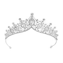 Elegant Crystal Rhinestone Tiara Headband (Silver)