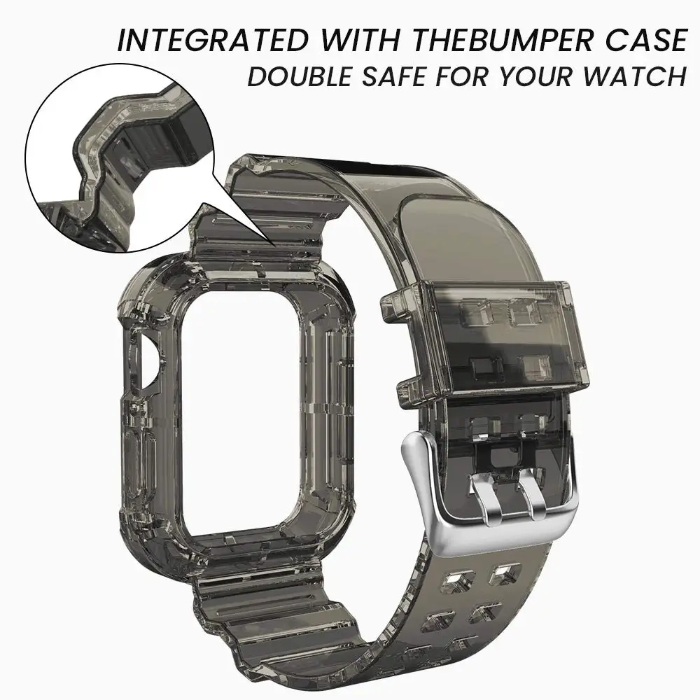 Transparent Apple Watch Band with Protective Case – Soft Clear Strap Accessory