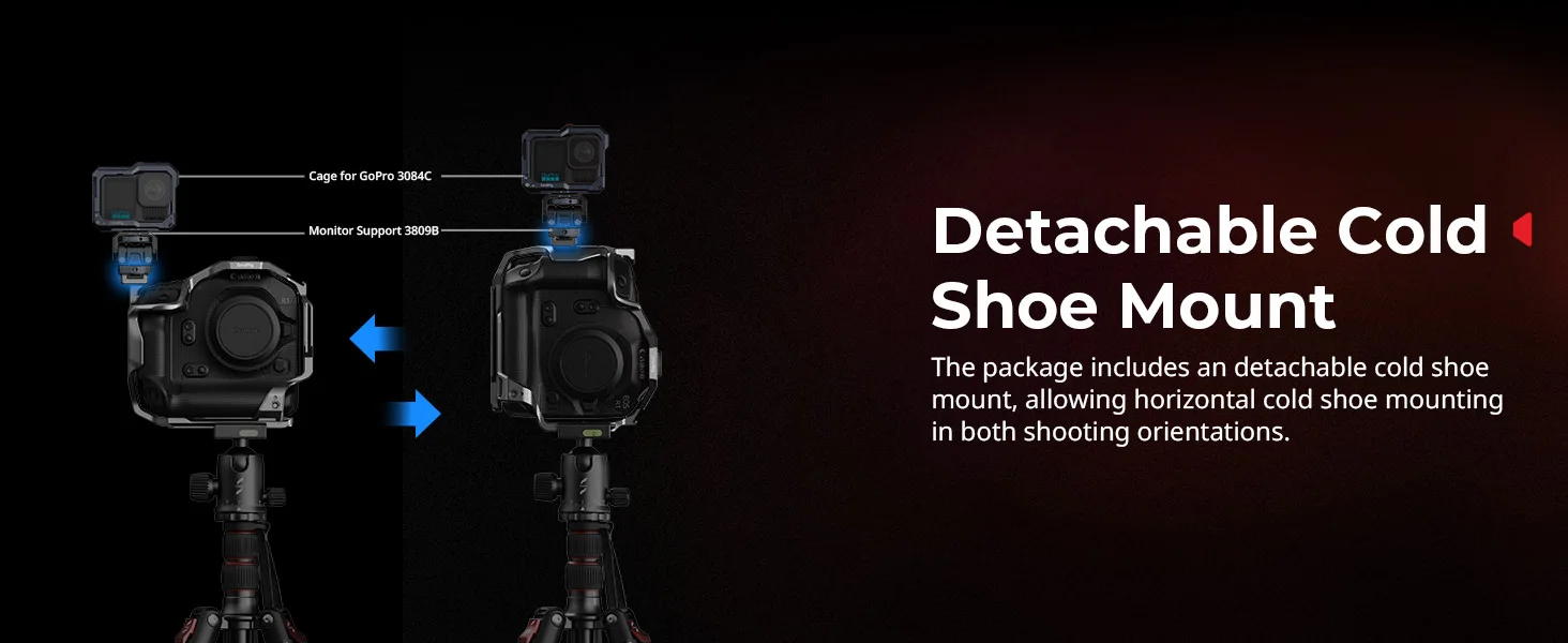 EOS R1 Cage for Canon EOS R1, w Detachable Cold Shoe Mount for DJI Gimbal Built-