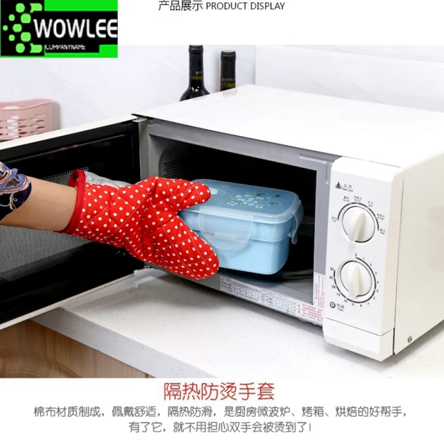 Mitten Microwave Oven Glove Cotton Insulated Baking Heat Resistant Gloves  Oven Mitts Terylene Non-slip Cute