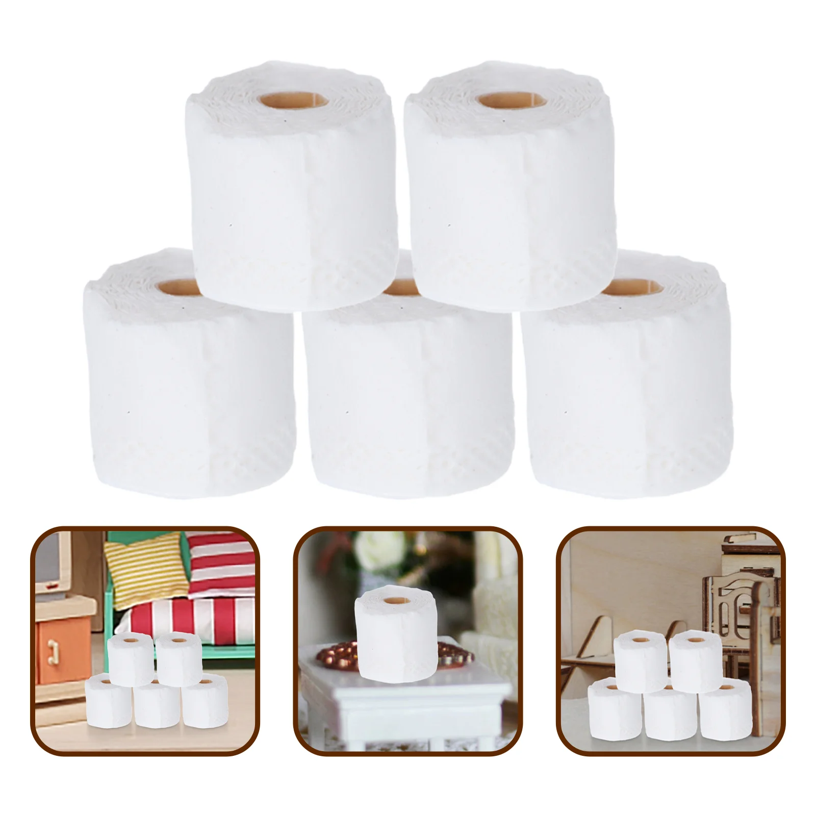 

5 Pcs House Dollhouse Tissue Model Paper Miniature Bathroom Accessory Layout