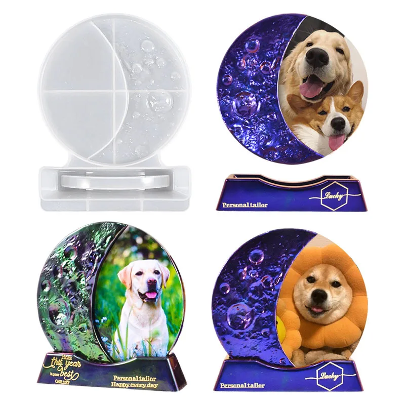 DIY Crystal Epoxy Resin Mold Moon Picture Frame With Base Silicone Mold