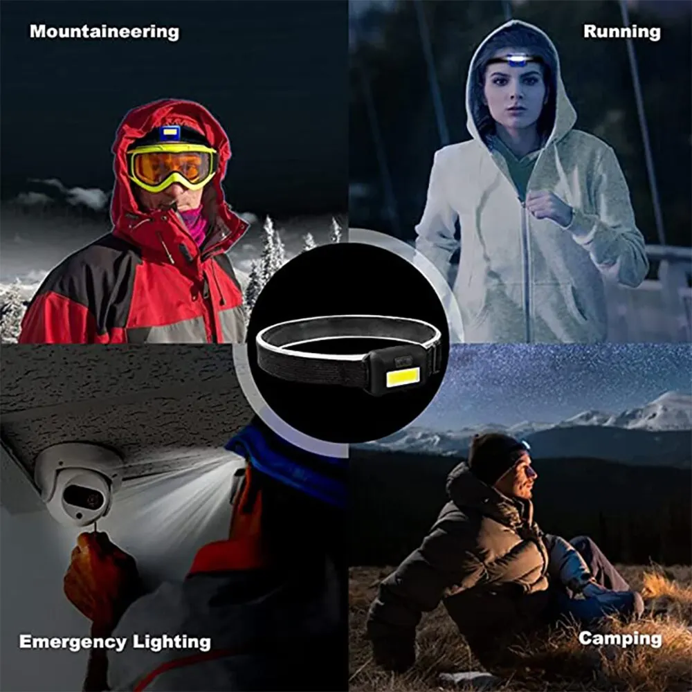 Head Flashlight Cob Headlamp C9 Camping Led Mini Headlights Portable Cob Headlamps Waterproof Head Front Light With 3 Switch Modes Led Lights