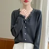 2024 Autumn And Winter New Cashmere sweater Women Pullover Lace edged Knitted Long Sleeve Soft Cashmere sweater Women 1