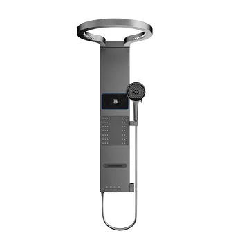 ชุดฝักบัวอาบน้ำทรงกลมทันสมัย พร้อมหัวฝักบัวนวดแบบนุ่มนวล หัวฝักบัวแบบเรนชาวเวอร์สีเทา ชุดน้ำตกสำหรับโรงแรม แกนวาล์วเซรามิก 1