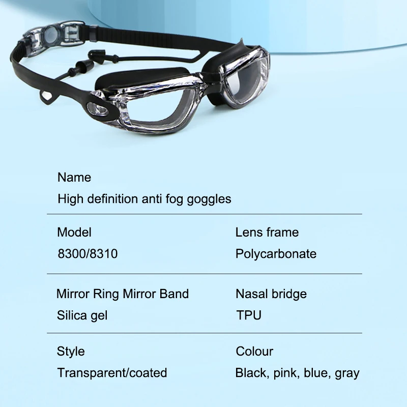 Professional Swimming Goggles Men Women Large Frame With Earplugs Waterproof Anti-Fog High-definition Swim Pool Diving Goggles