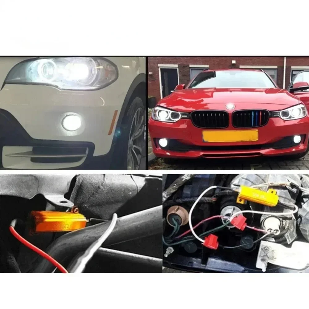 2/4Set 25W 50W Load Resistor 6ohm 8ohm 10ohm LED Bulb Reverse Light Turn Signal Fog Lam 25w 50w Wirewound Aluminum Resistor