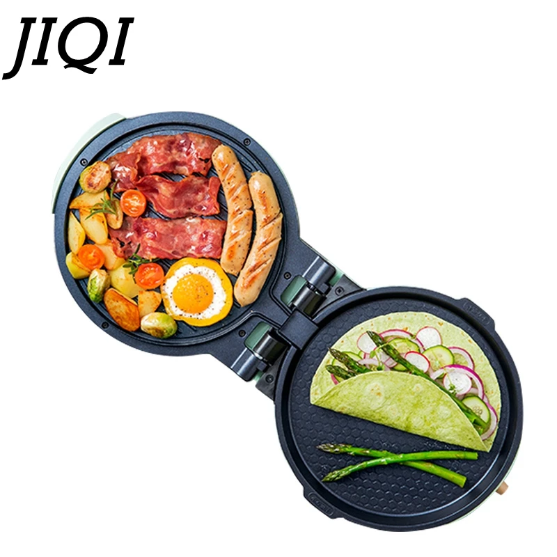 JIQI Household Double Side Heating Baking Pan Electric Skillet Frying Pan Crepe Pancake Maker Automatic Pizza Machine BBQ Tool 4