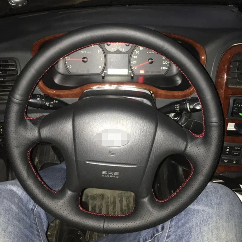 

Braid on The Steering Wheel Cover Nappa Leather Stitch Car Covers for Hyundai Sonata Old Sonata 2005 Braid on The Steering Wheel