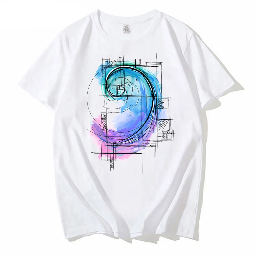 

Summer Fashion Men's oversized Tshirt Fibonacci print Plus Size T-Shirt Casual Streetwear math geek style big tall Top Tee Male