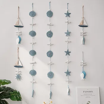 Oggetti di scena da studio Appeso a parete Stella marina mediterranea fatta a mano Appeso Pesce Decorazione nautica Appendere ciondolo marino in legno per la decorazione domestica 1