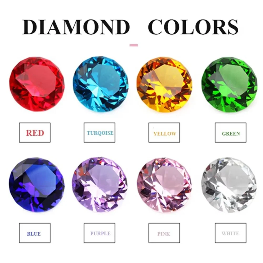 Colors Crystal Diamond Shaped Paperweight Decorative Cut Glass Giant Gemstone Wedding Home Decoration Christmas Gift 6