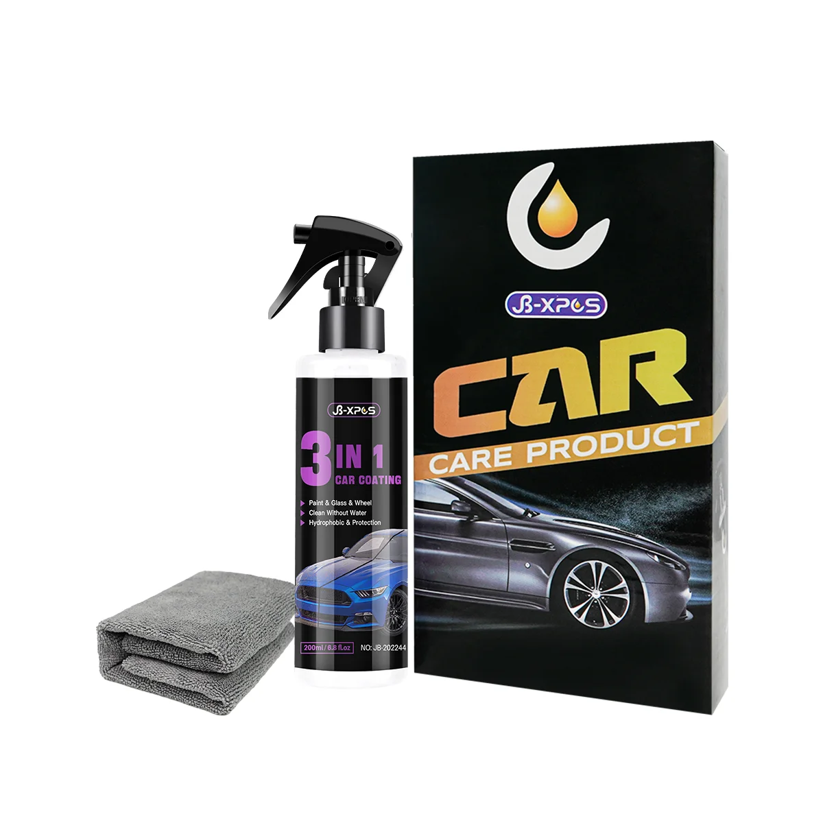 

3 in 1 Car Ceramic Coating Nano Hydrophobic Protection Polishing Spraying Quick Coat Glass ,Wheel & Paint Care JB XPCS 44