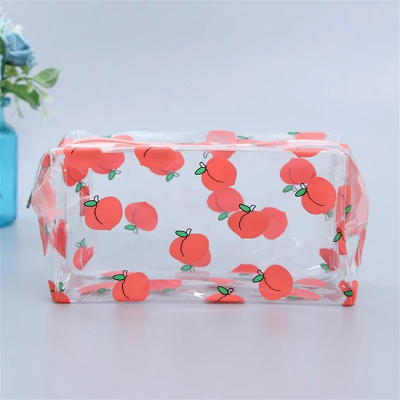 Clear Makeup Bag Fashion Transparent Travel Portable Mini Wash Storage Bags Strawberry Flower Print Women Zipper Cosmetic Bag 3