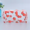 Clear Makeup Bag Fashion Transparent Travel Portable Mini Wash Storage Bags Strawberry Flower Print Women Zipper Cosmetic Bag 3