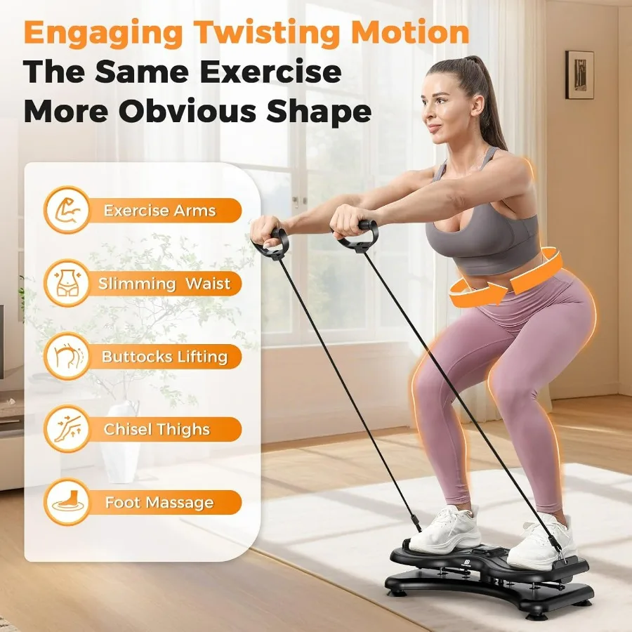 Waist Twist Board with LCD Display and Resistance Bands, Ab Twister Machine for Abs Workout, Slim Waist and Core Exercise, Home